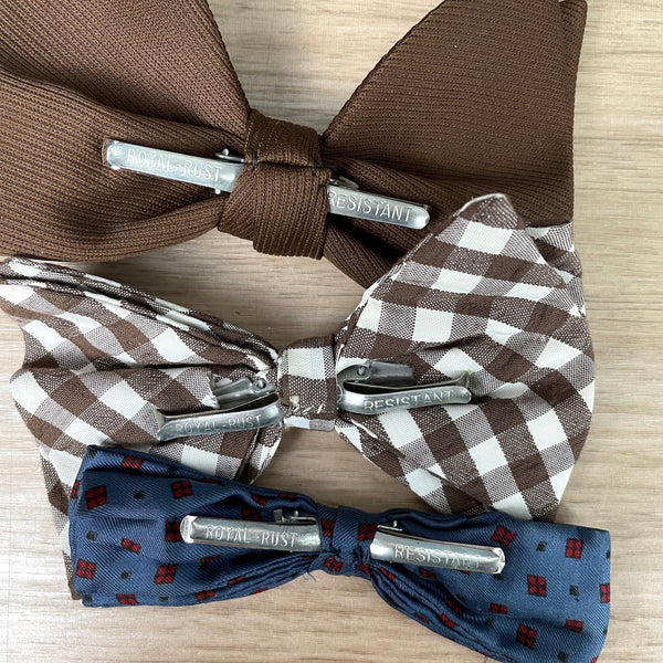Three vintage clip on bow ties 1970s and 1950s - NextStage Vintage