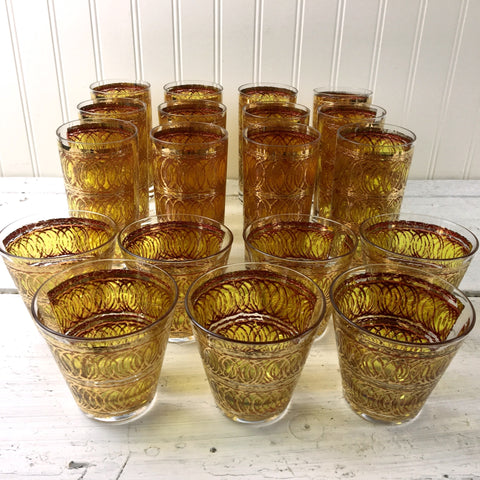 Georges Briard barware - 12 tall tumblers and 7 rocks glasses - vintage 1960s glassware - NextStage Vintage
