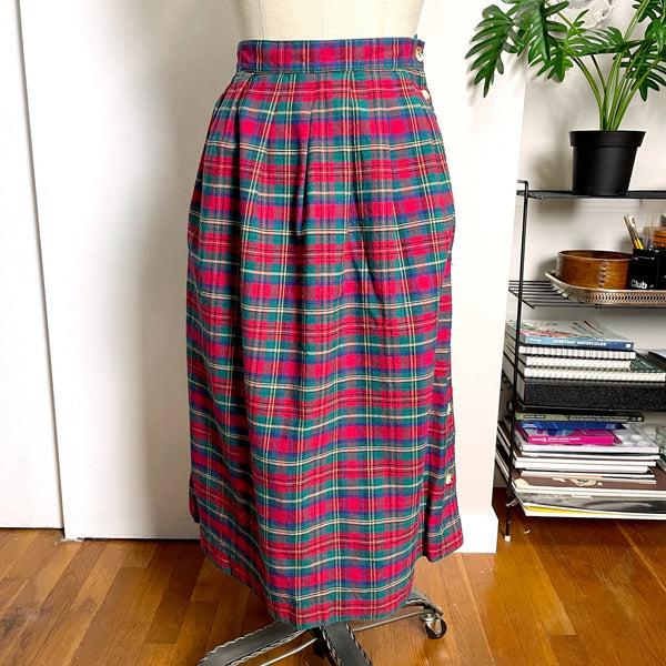1980s vintage cotton plaid skirt - size 12 - NextStage Vintage