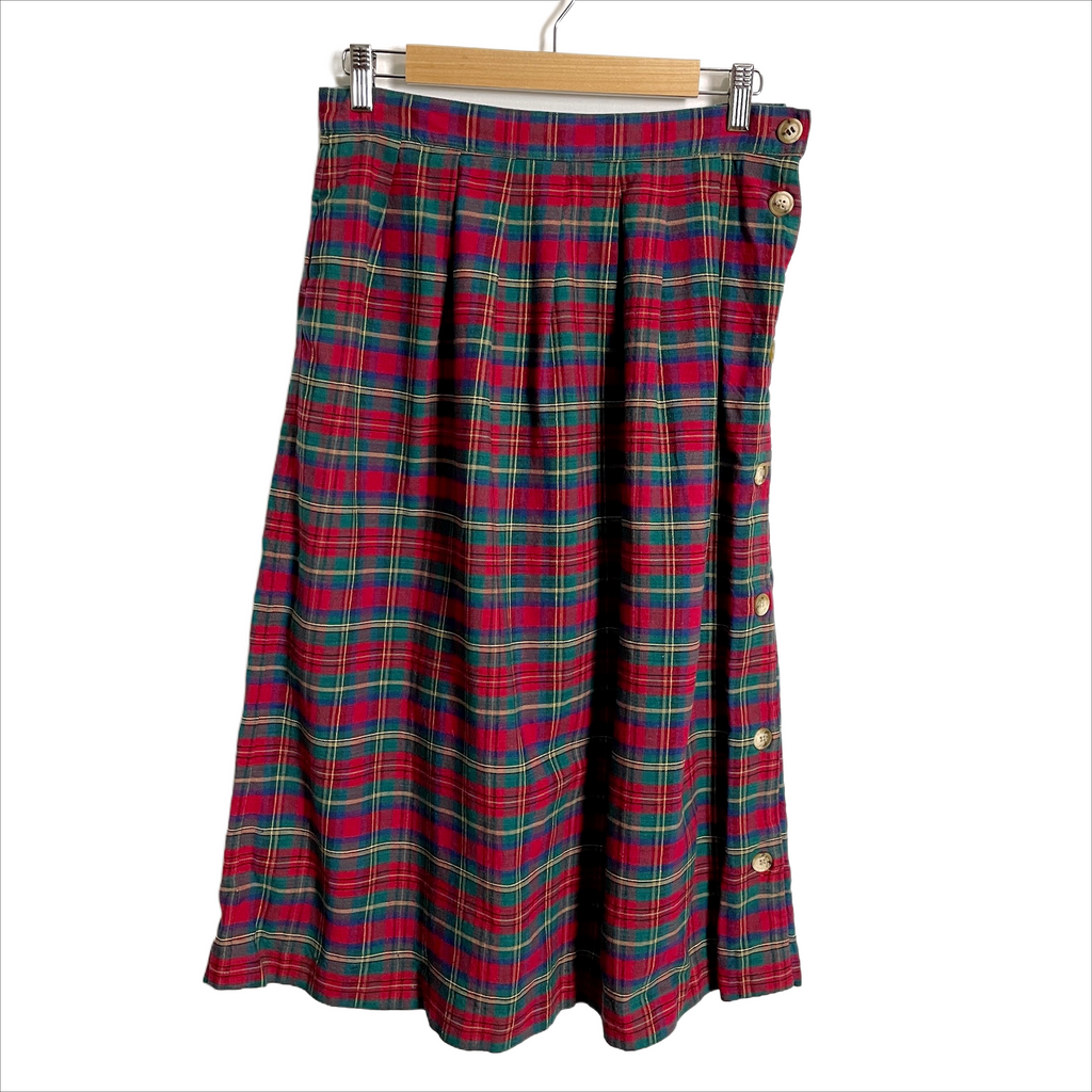 1980s vintage cotton plaid skirt - size 12 - NextStage Vintage