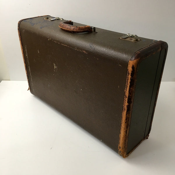 Leather trim suitcase - vintage storage - circa 1930s - NextStage Vintage