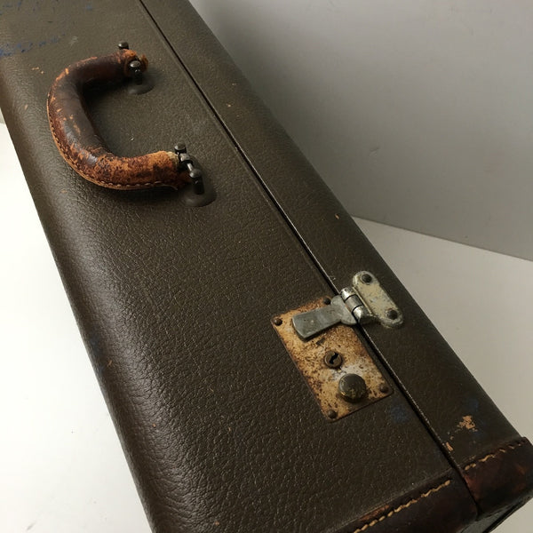Leather trim suitcase - vintage storage - circa 1930s - NextStage Vintage