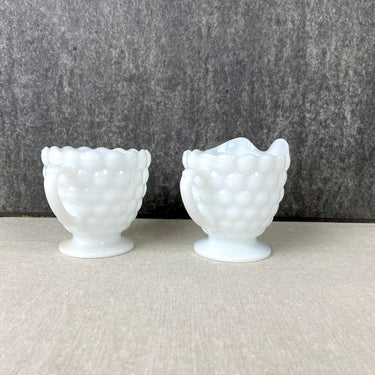 Anchor Hocking milk glass bubble cream and sugar - vintage glassware - NextStage Vintage