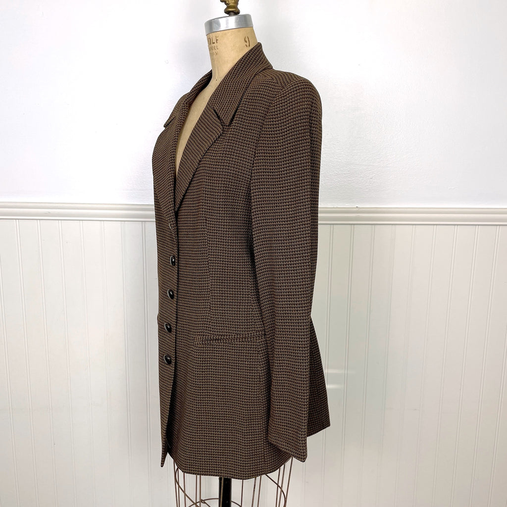 1980s Dana Buchman brown checked jacket - size medium | NextStage