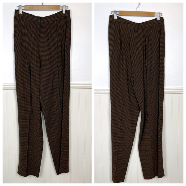 1980s Dana Buchman brown checked dress trousers - size medium - NextStage Vintage