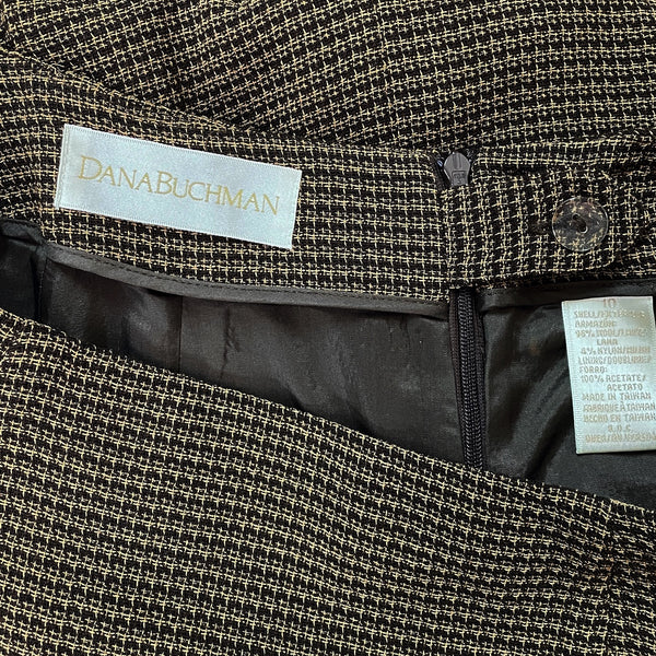1980s Dana Buchman brown checked skirt - size medium - NextStage Vintage