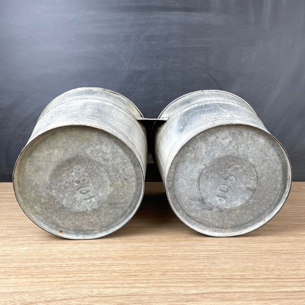 Galvanized metal double buckets vintage rustic decor NextStage Vintage