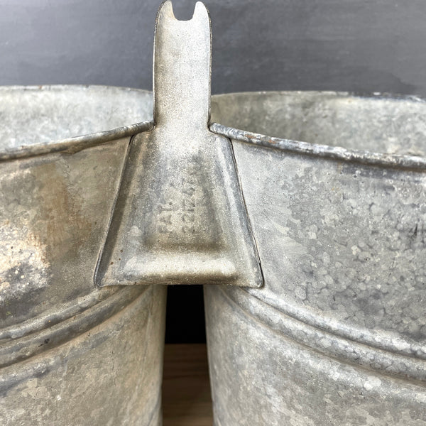 Galvanized metal double buckets - vintage rustic decor - NextStage Vintage