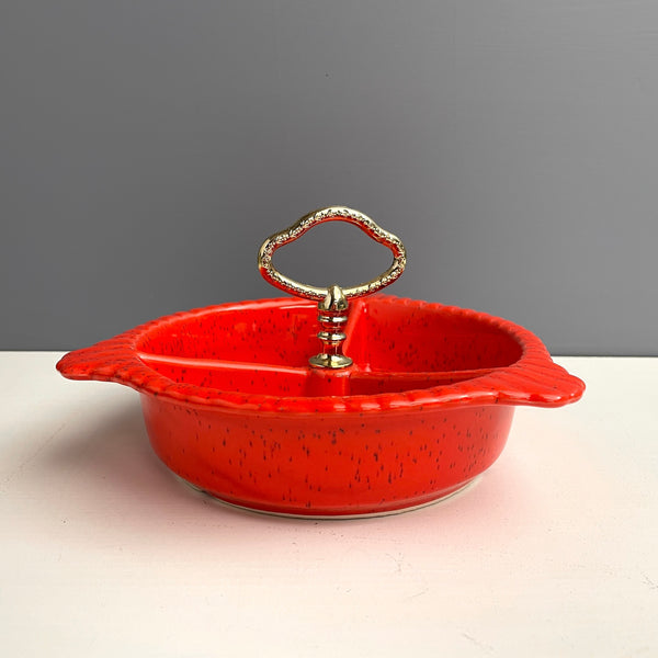 California pottery tidbit tray #L65 - flame red - 1960s vintage - NextStage Vintage