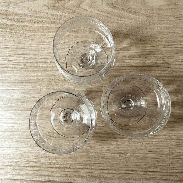 Cambridge Rose Point seafood cocktail glasses - 3 with no liners - 1930s-50s vintage - NextStage Vintage
