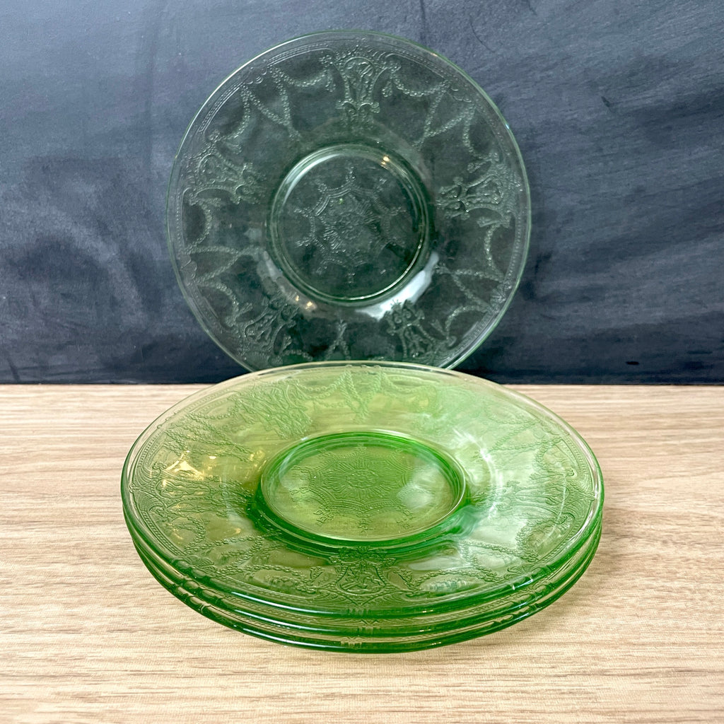 Anchor Hocking Cameo green bread and butter plates - set of 4 - 1930s vintage - NextStage Vintage