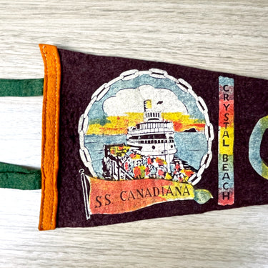 SS Canadiana - Crystal Beach - Canada felt pennant - 1950s vintage - NextStage Vintage