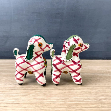 Patchwork dogs salt and pepper - Parry Sound souvenir - 1950s vintage - NextStage Vintage