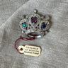 Rhodium plated sparkly rhinestone crown pin - vintage fine costume jewelry - NextStage Vintage