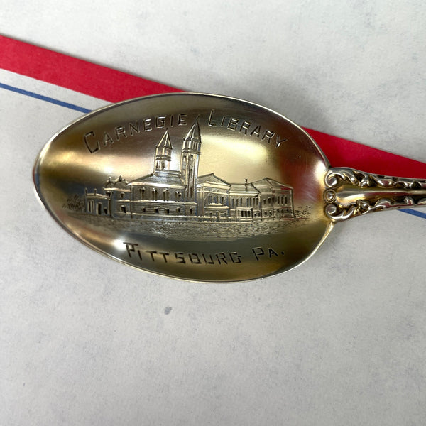 Carnegie Library - Pittsburgh, MA sterling silver collector's spoon - NextStage Vintage