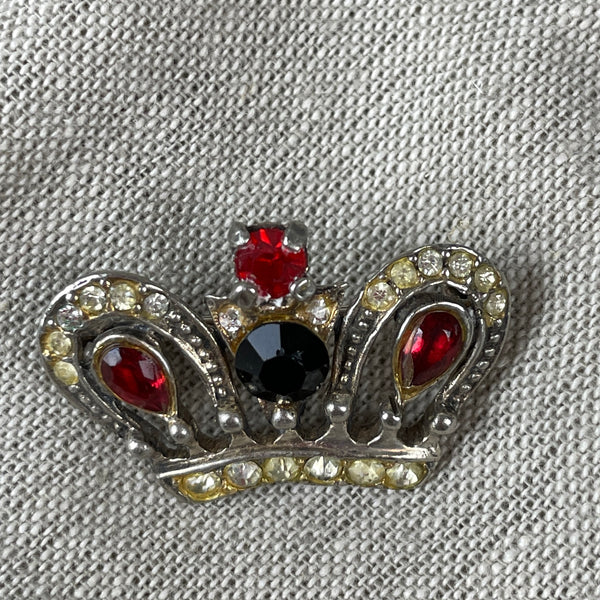 Castlecliff sterling crown pin pair - 1950s vintage - NextStage Vintage