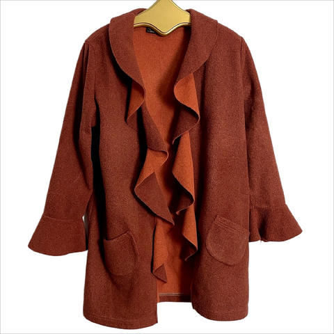 Catwear brown and rust ruffled fleece jacket - size large - NextStage Vintage