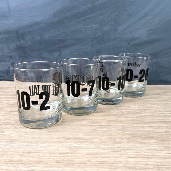 CB radio lingo rocks glasses - set of 4 - vintage 1970s barware - NextStage Vintage