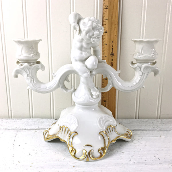 Hutschenreuther cherub double candleholder - fine vintage porcelain - NextStage Vintage