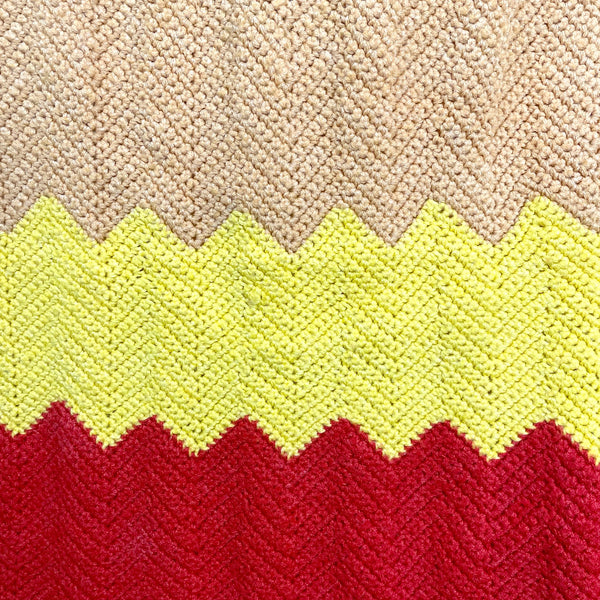 Chevron crocheted afghan - 44x72 - vintage handmade throw - NextStage Vintage
