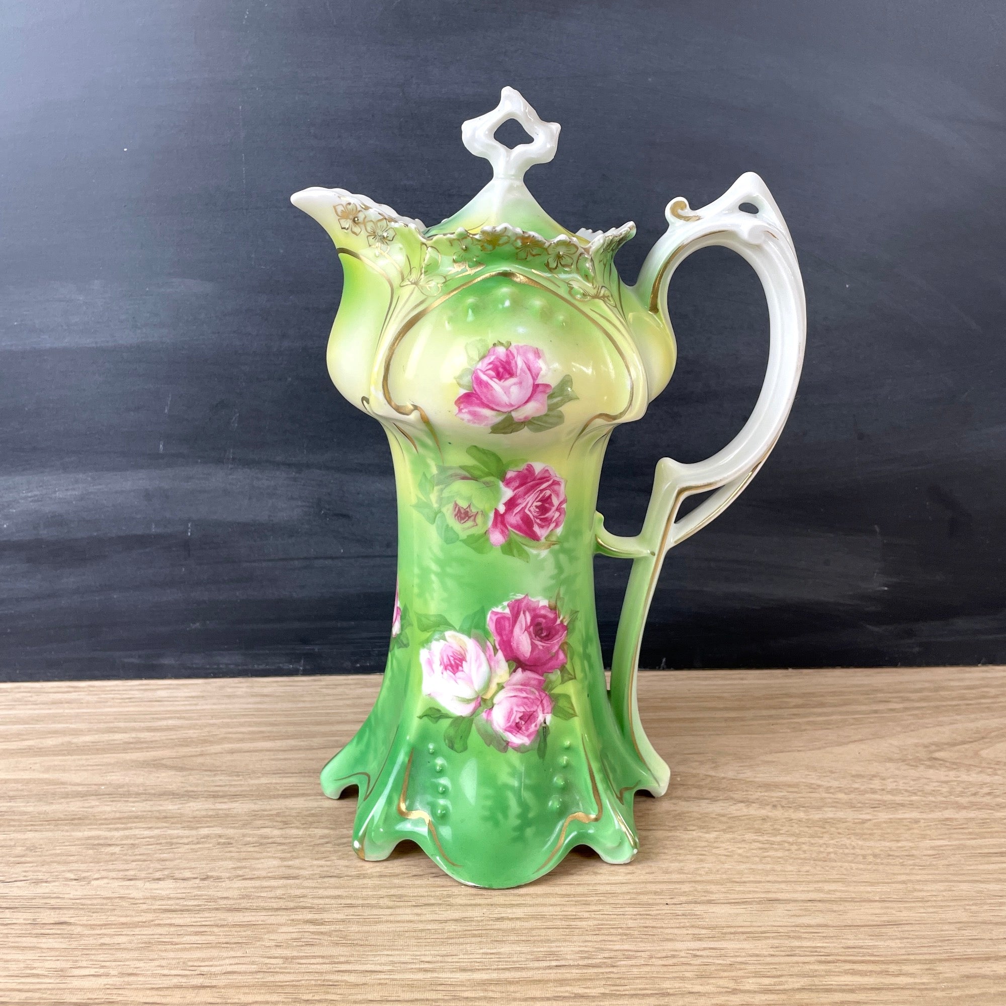 Vintage Chocolate Pot Vessra Germany Handpainted selling Roses