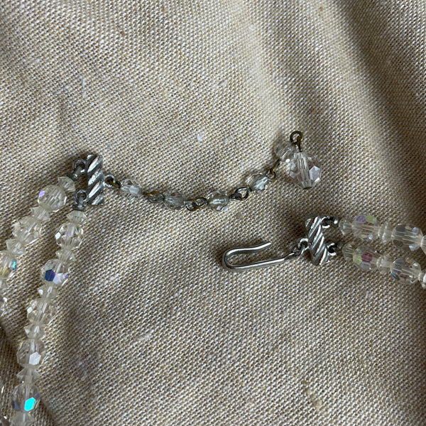 Aurora borealis crystal necklace - two strands - vintage costume jewelry - NextStage Vintage