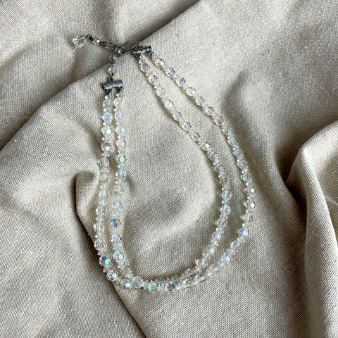 Aurora borealis crystal necklace - two strands - vintage costume jewelry - NextStage Vintage