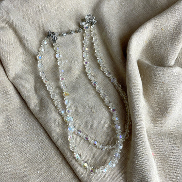 Aurora borealis crystal necklace - two strands - vintage costume jewelry - NextStage Vintage