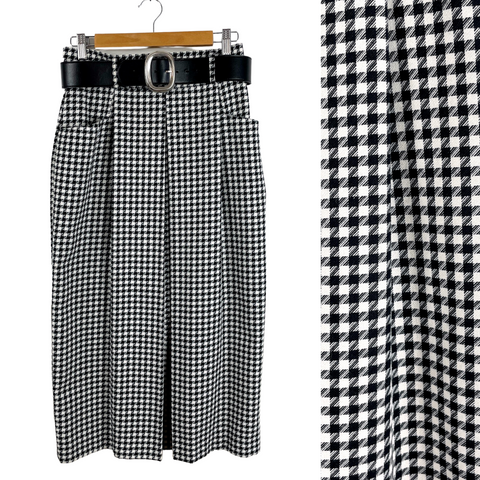 1980s houndstooth check high waisted trouser skirt - Christie Girl - size small to medium - NextStage Vintage