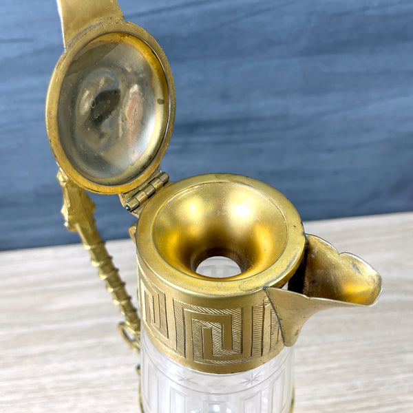 Greek Key cut glass fancy claret jug - 1920s vintage - NextStage Vintage