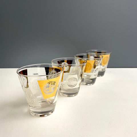 Cera historic American coin shot glasses - MCM barware set of 4 - NextStage Vintage