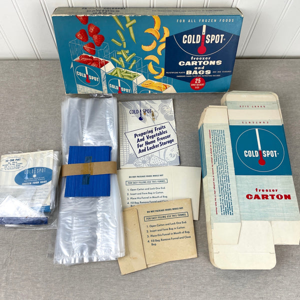 Cold Spot freezer cartons and bags - vintage 1960s Sears, Roebuck & Co. kitchen supply - NextStage Vintage