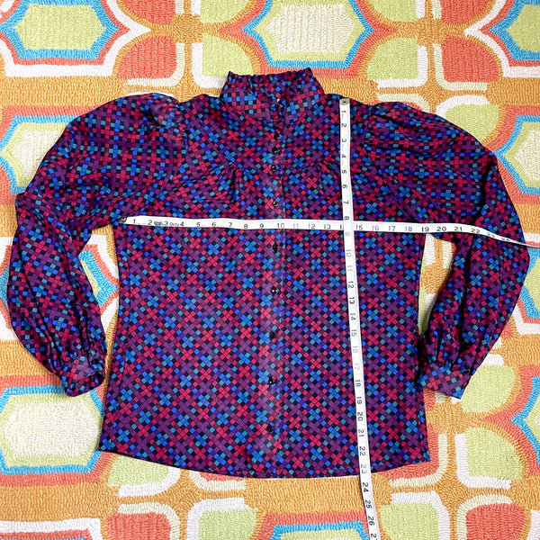 70s vintage high collar blouse - size medium - NextStage Vintage