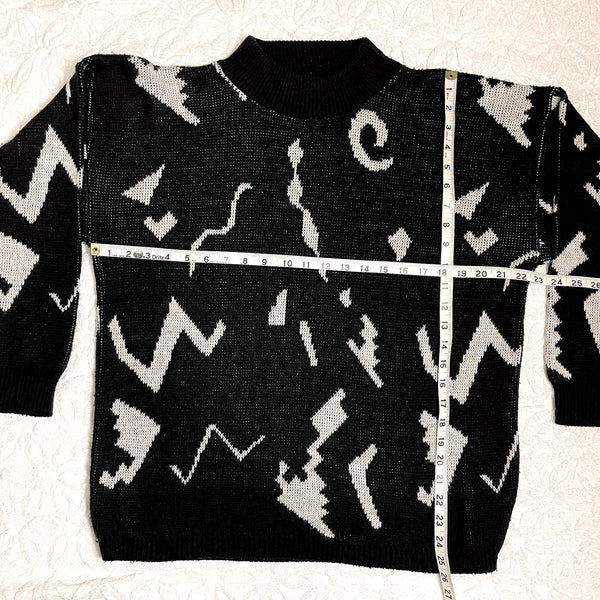 80s geometric pattern oversized sweater - size large - NextStage Vintage