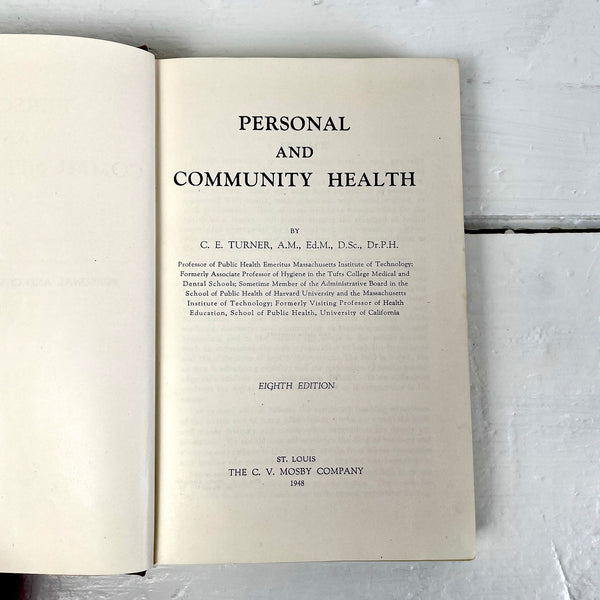 Personal and Community Health - C. E. Turner - 1948 hardcover college textbook - NextStage Vintage