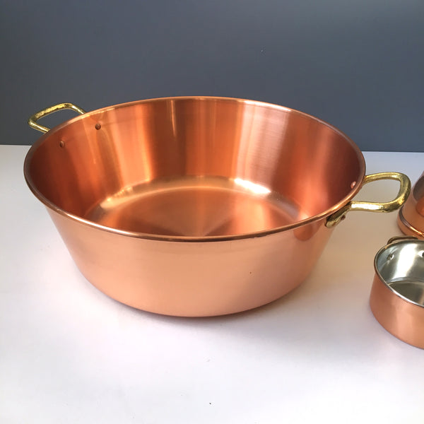Copral copper basin and 2 pans - made in Portugal - new old kitchenware - NextStage Vintage