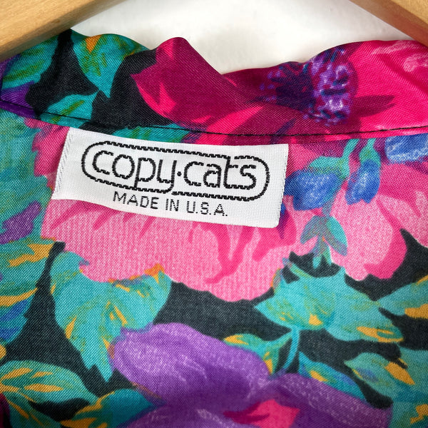 Floral print blouse by CopyCats - 1990s vintage - size L - XL - NextStage Vintage