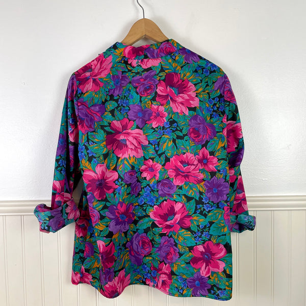 Floral print blouse by CopyCats - 1990s vintage - size L - XL - NextStage Vintage
