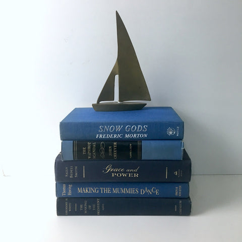 Decorative book stack - shades of cornflower blue - vintage book decor - NextStage Vintage