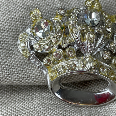 Coro diamante and silver crown pin - 1950s vintage - NextStage Vintage