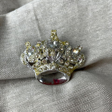 Coro diamante and silver crown pin - 1950s vintage - NextStage Vintage