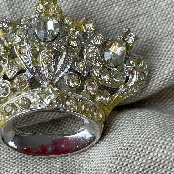 Coro diamante and silver crown pin - 1950s vintage - NextStage Vintage