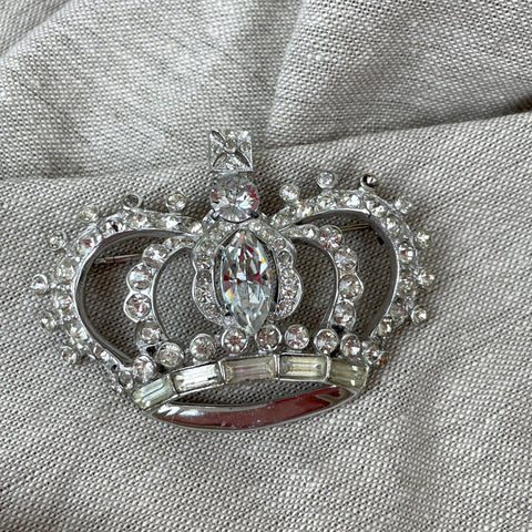 Rare Coro large sterling crown brooch - vintage costume jewelry - NextStage Vintage