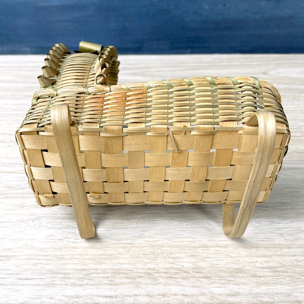 Wood splint miniature doll cradle - vintage basketry - NextStage Vintage