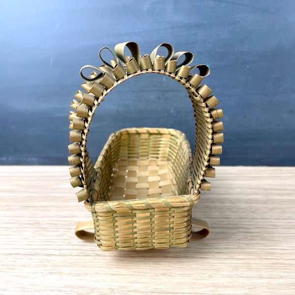 Wood splint miniature doll cradle - vintage basketry - NextStage Vintage