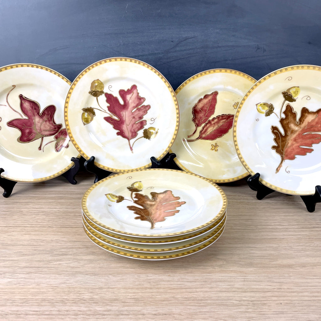 Crate and Barrel autumn leaves plates 8.25" - set of 8 - NextStage Vintage