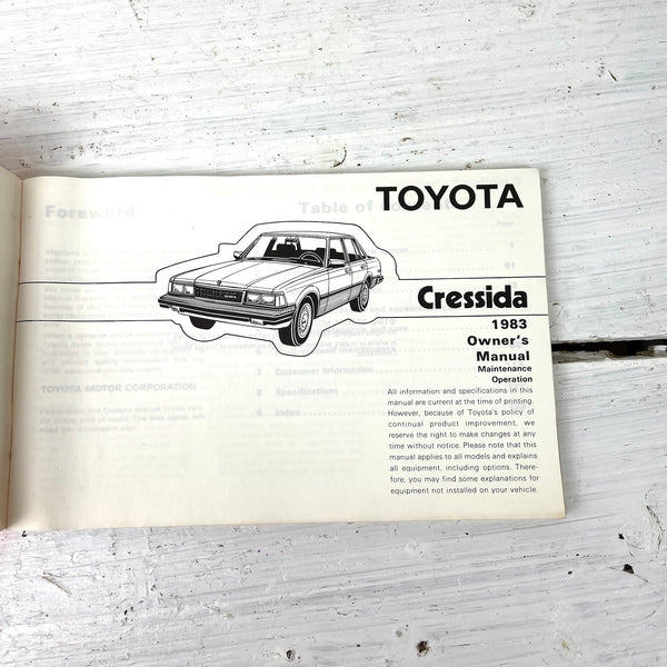 Toyota Cressida 1983 Owner's Manual - maintenance operation - NextStage Vintage