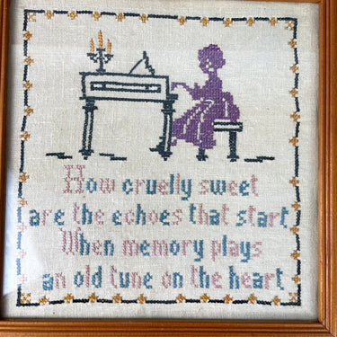 "How Cruelly Sweet..." vintage framed cross stitch - 1940s vintage - NextStage Vintage