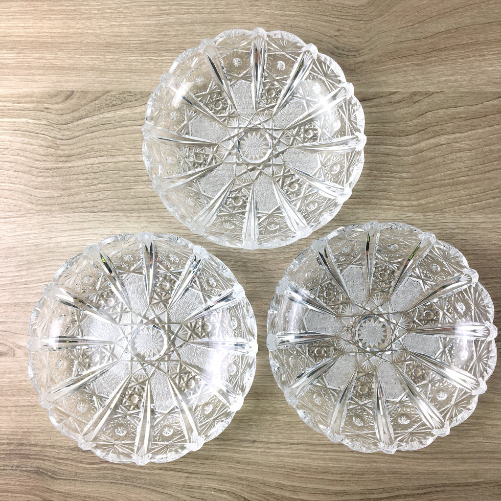 Cut crystal side bowls - set of 6 - European cut crystal tableware ...