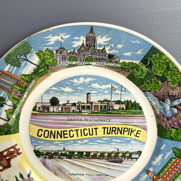 Connecticut Turnpike souvenir plate - vintage 1950s road trip souvenir - NextStage Vintage